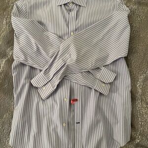 Banana Republic Black and White Striped Dress Shirt